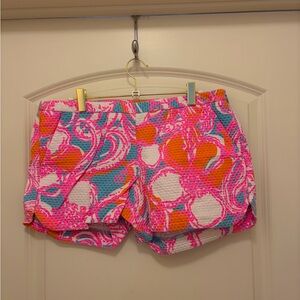 Lilly Pulitzer Pink Orange Blue Printed Athletic Shorts